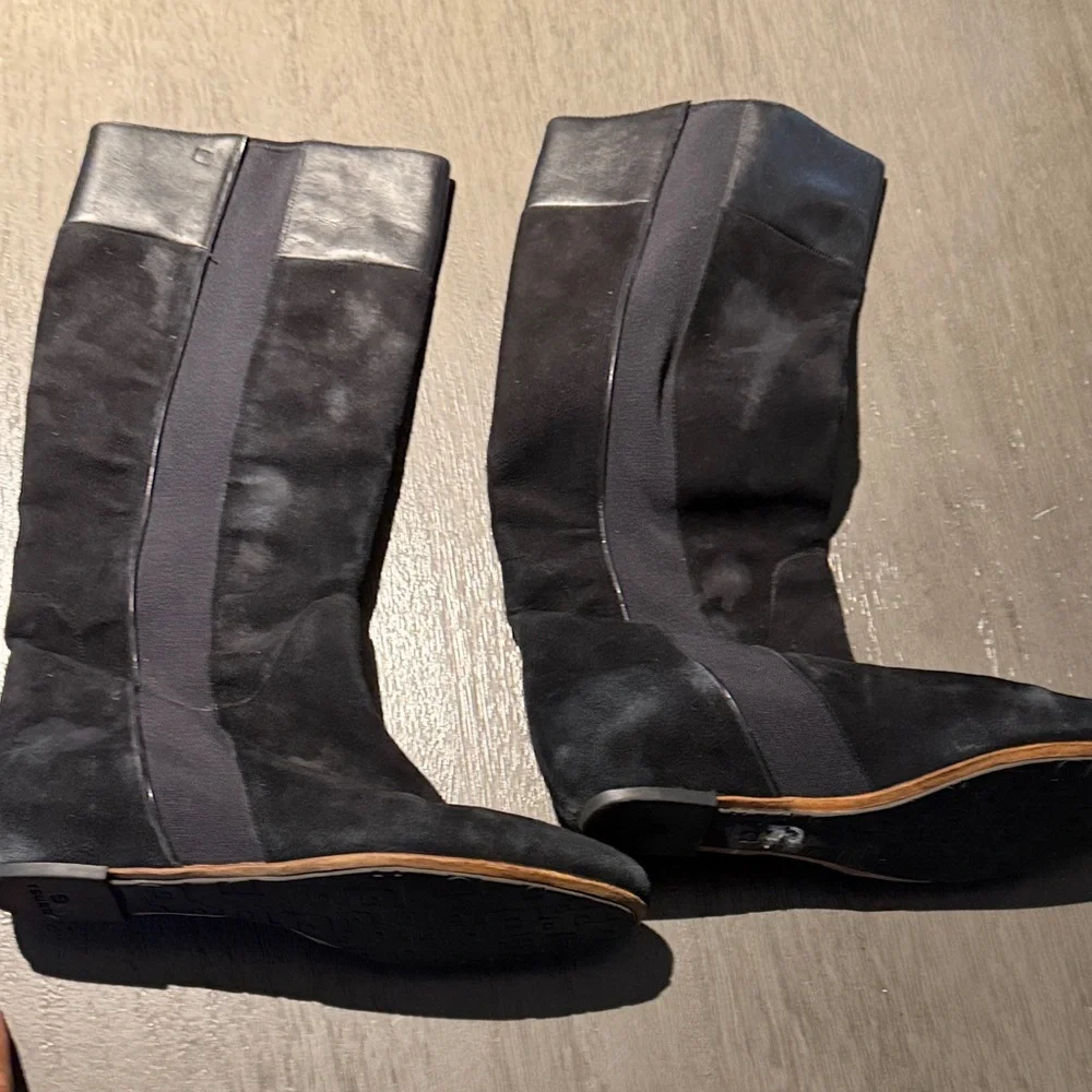 Black Suede Knee-High Boots - Picture 6 of 9